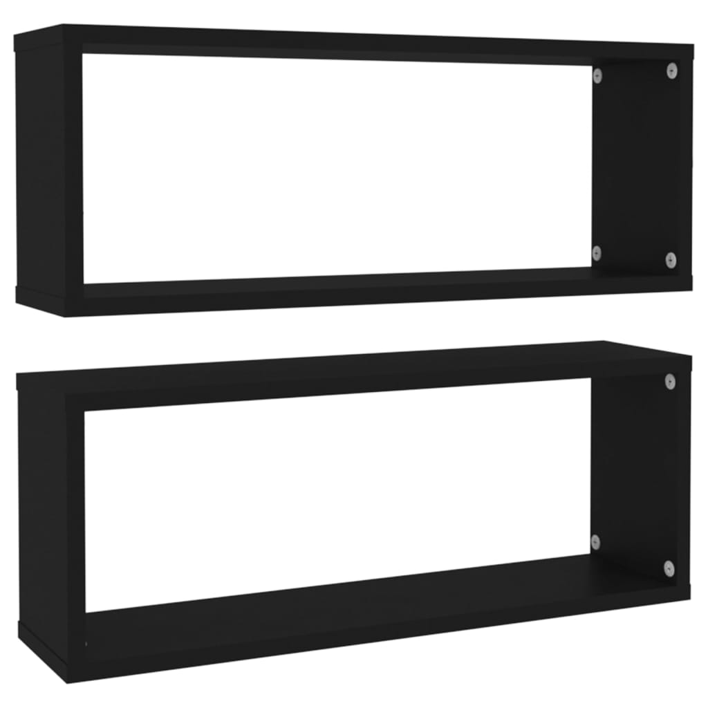 vidaXL Estante cubo de pared 2 uds contrachapado negro 60x15x23 cm