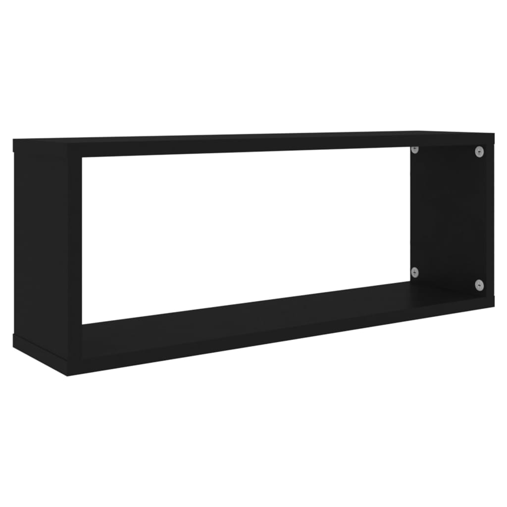 vidaXL Estante cubo de pared 2 uds contrachapado negro 60x15x23 cm