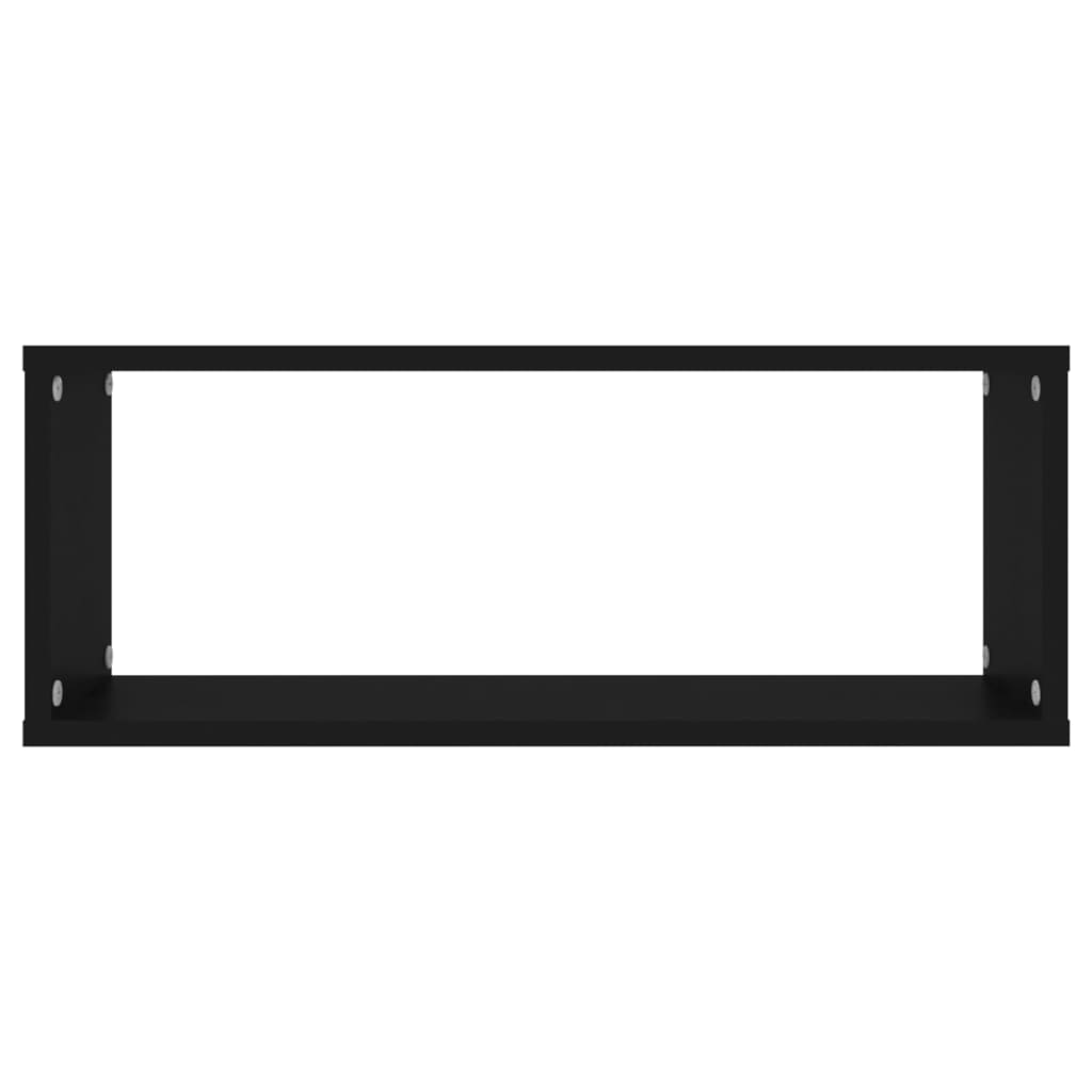 vidaXL Estante cubo de pared 2 uds contrachapado negro 60x15x23 cm