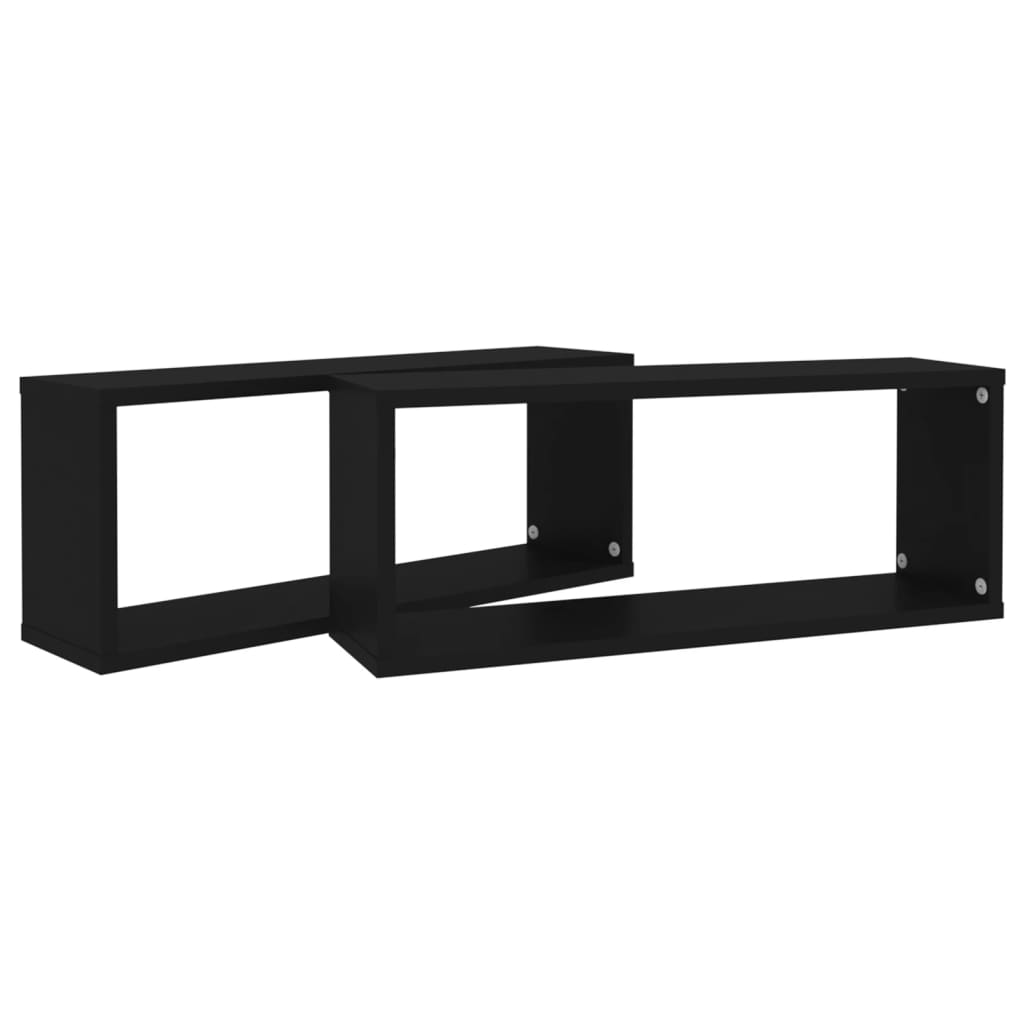 vidaXL Estante cubo de pared 2 uds contrachapado negro 60x15x23 cm