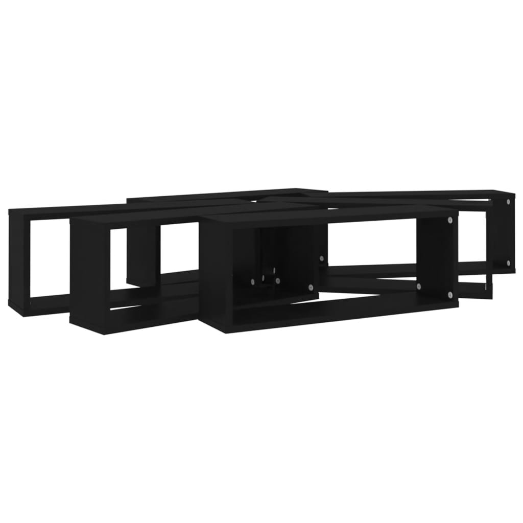 vidaXL Estante cubo de pared 6 uds contrachapado negro 60x15x23 cm