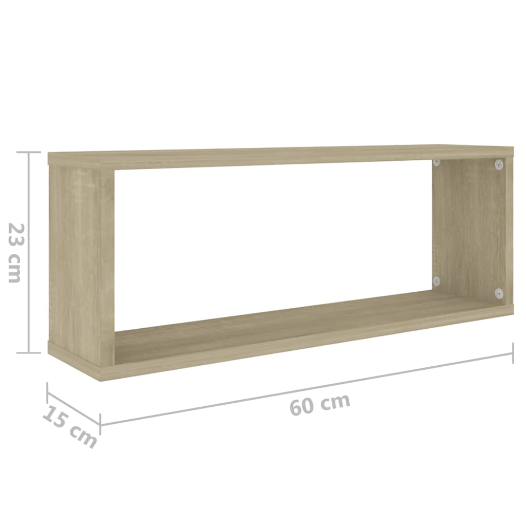 vidaXL Estante cubo pared 4 uds contrachapado roble Sonoma 60x15x23 cm