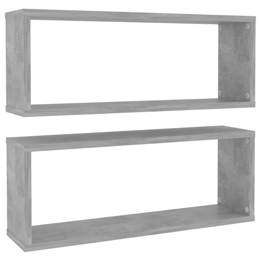 vidaXL Estante cubo pared 2 uds contrachapado gris hormigón 60x15x23cm