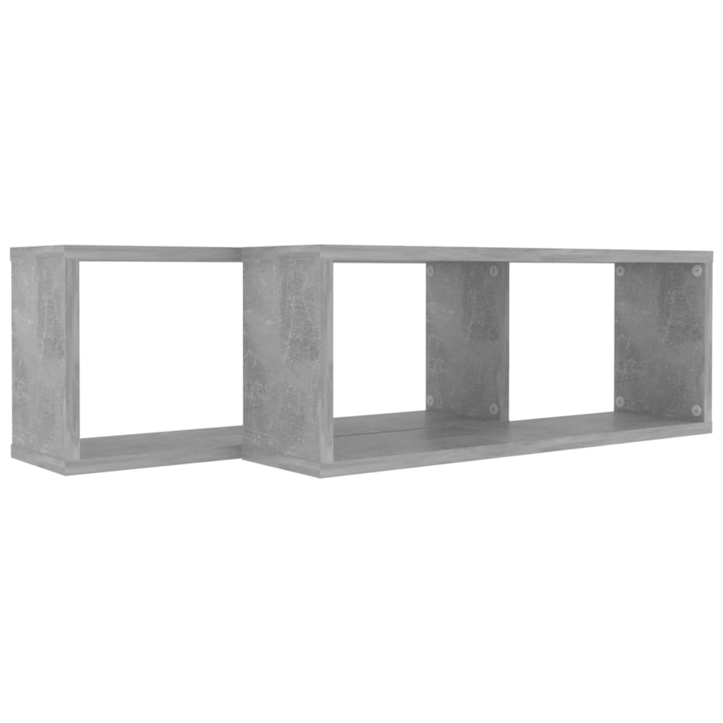 vidaXL Estante cubo pared 2 uds contrachapado gris hormigón 60x15x23cm