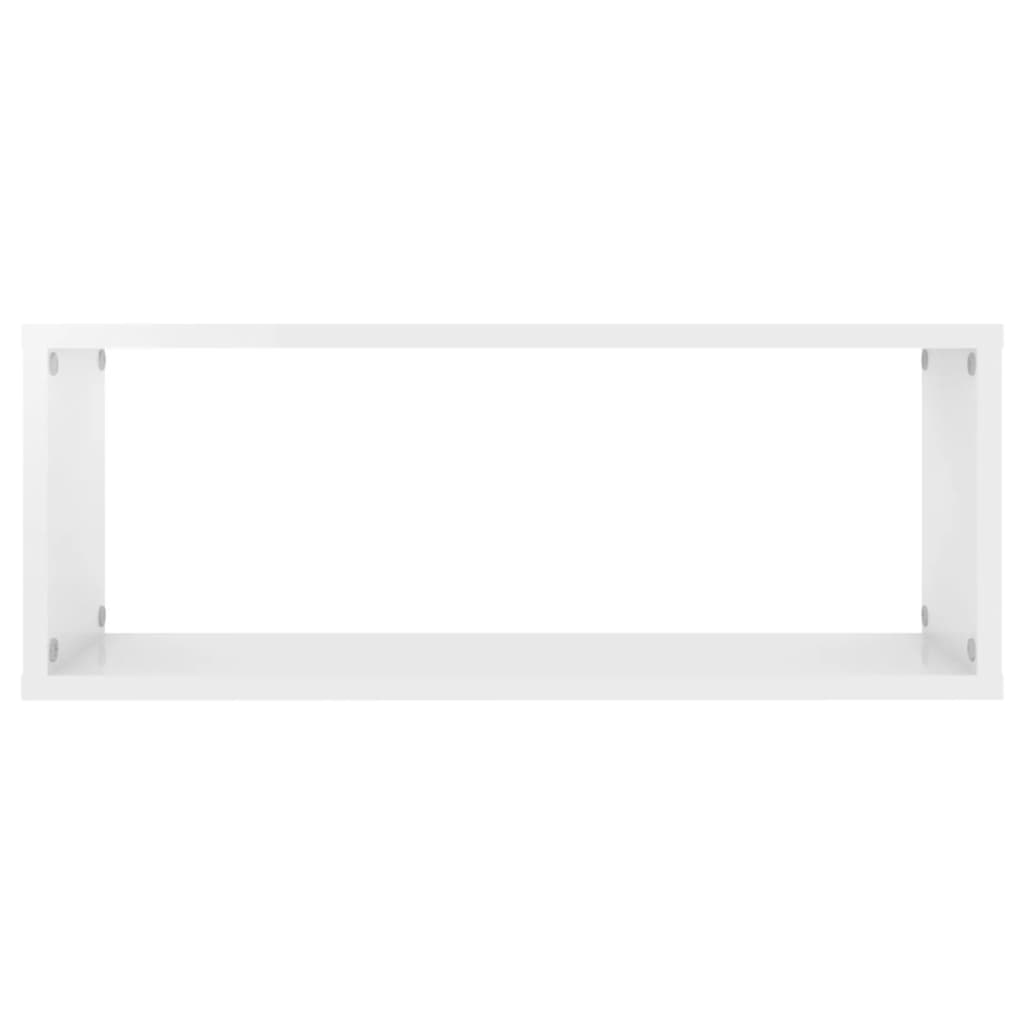 vidaXL Estante cubo pared 4 uds contrachapado blanco brillo 60x15x23cm