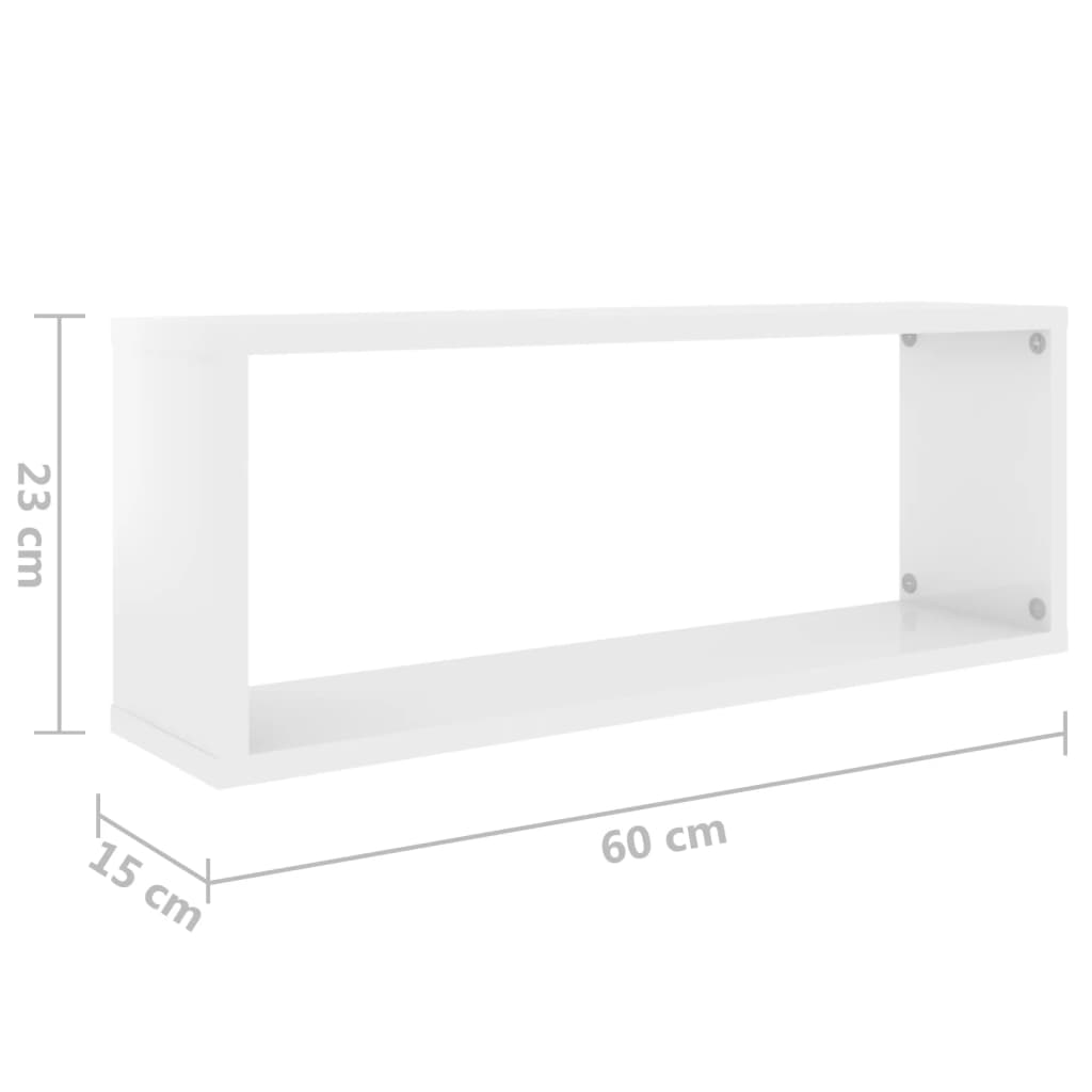 vidaXL Estante cubo pared 4 uds contrachapado blanco brillo 60x15x23cm