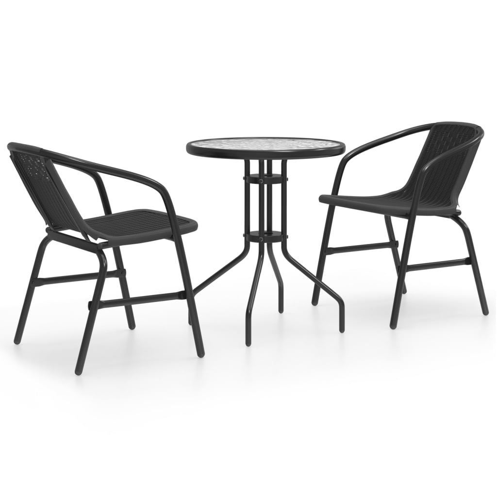 vidaXL Juego de comedor de jardín de 3 piezas negro