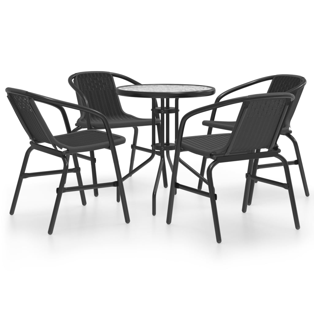 vidaXL Juego de comedor de jardín de 5 piezas negro