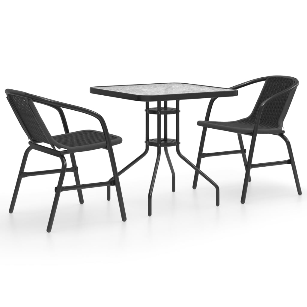 vidaXL Juego de comedor de jardín de 3 piezas negro