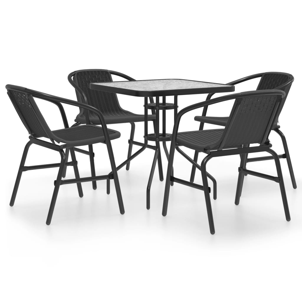 vidaXL Juego de comedor de jardín de 5 piezas negro