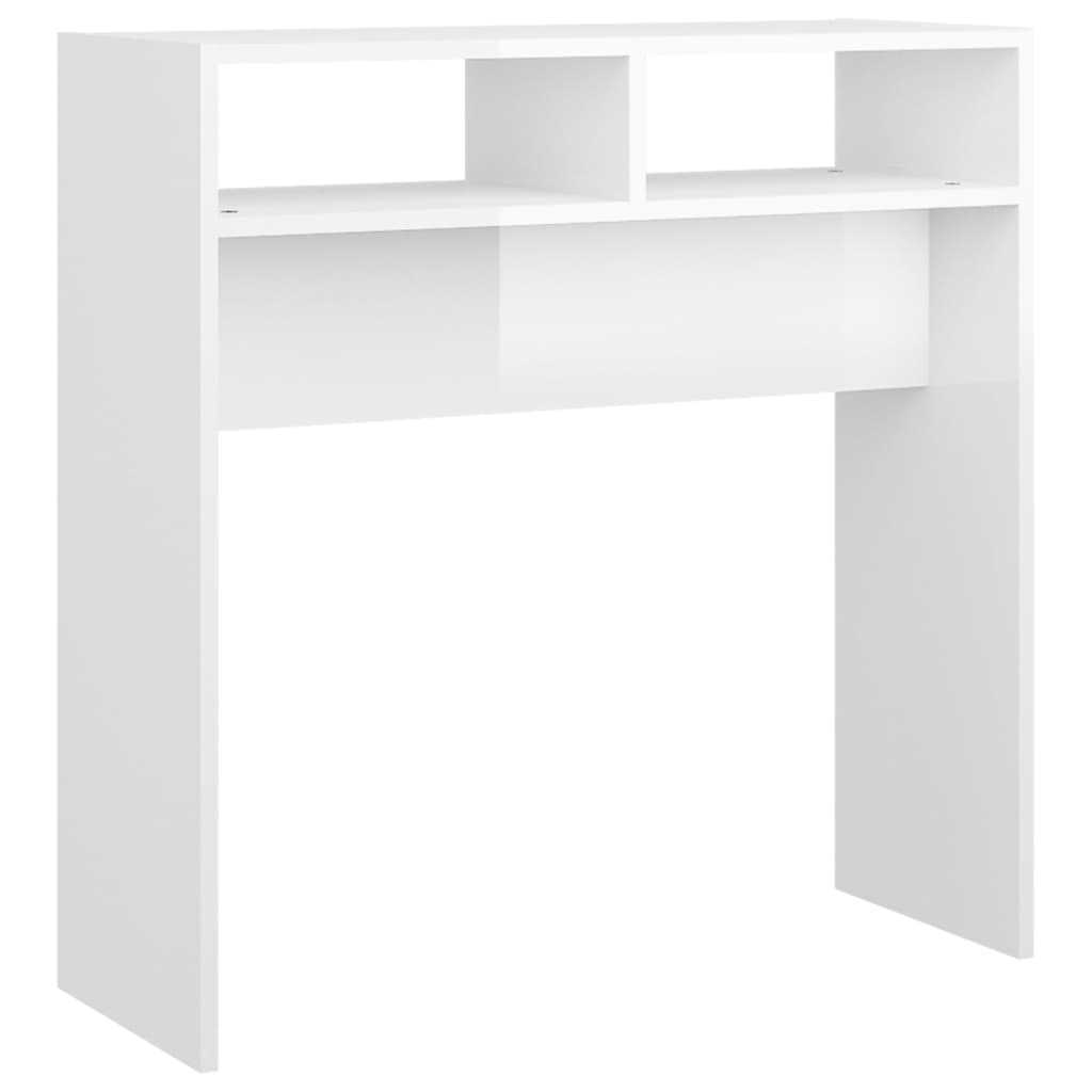 vidaXL Mesa consola madera de ingeniería blanco brillo 78x30x80 cm