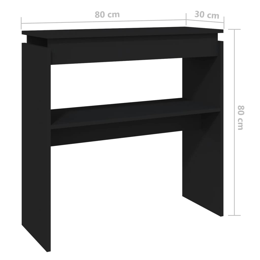 vidaXL Mesa consola madera contrachapada negro 80x30x80 cm