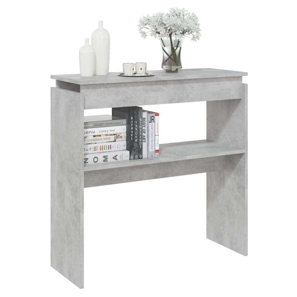 vidaXL Mesa consola madera de ingeniería gris 80x30x80 cm