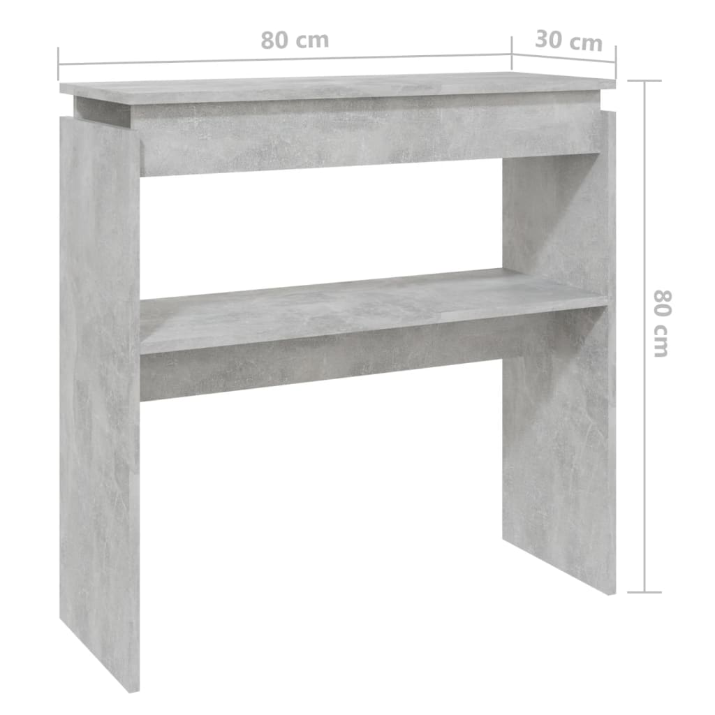 vidaXL Mesa consola madera de ingeniería gris 80x30x80 cm