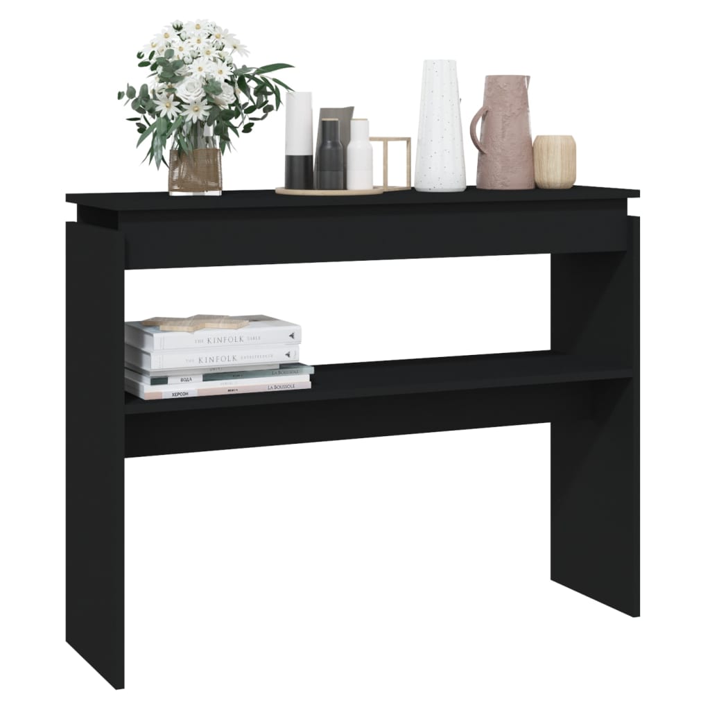 vidaXL Mesa consola madera contrachapada negro 102x30x80 cm