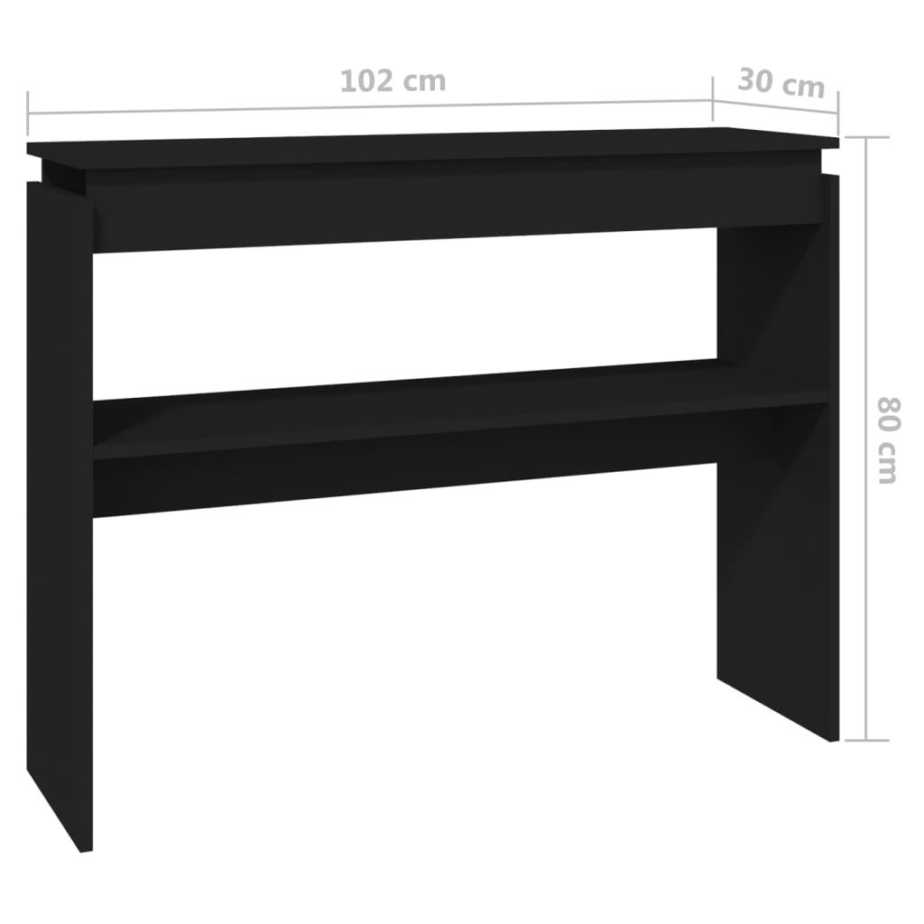 vidaXL Mesa consola madera contrachapada negro 102x30x80 cm