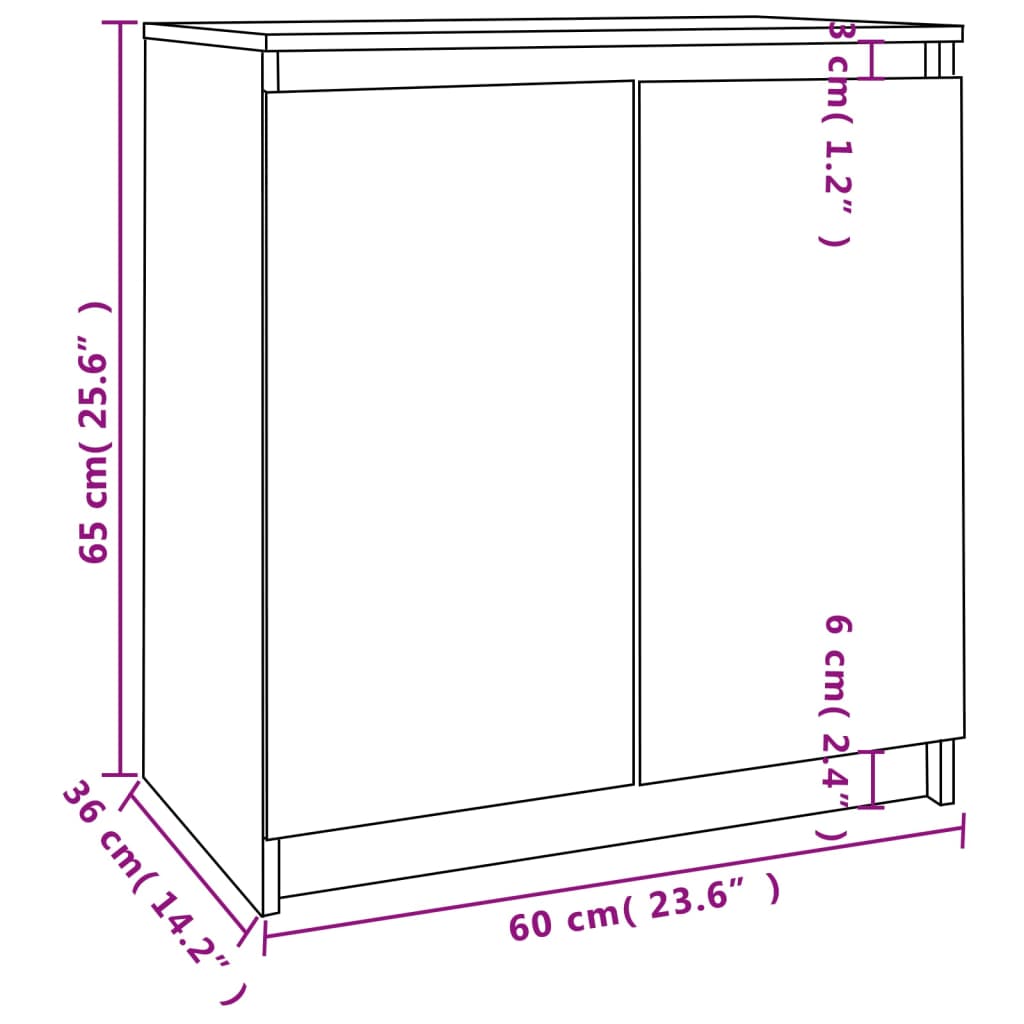 vidaXL Armario auxiliar madera maciza de pino blanco 60x36x65 cm