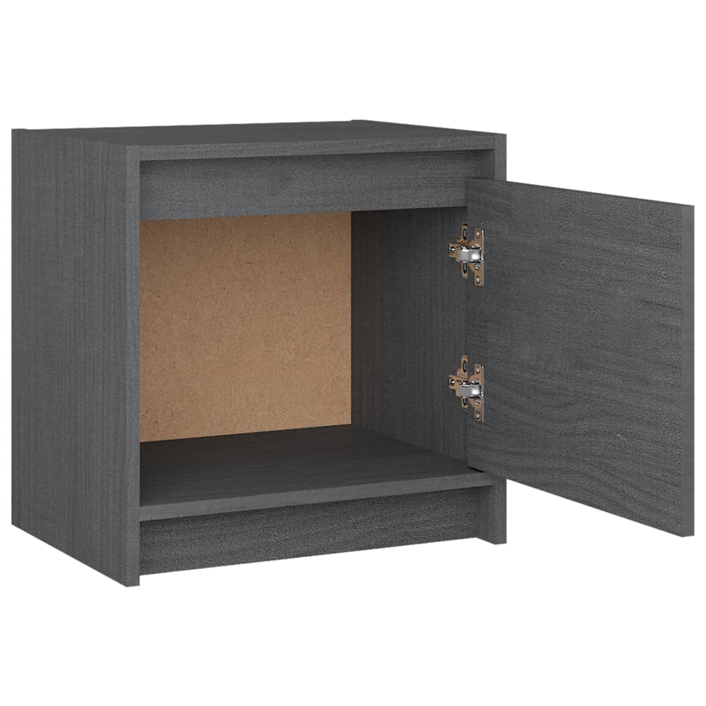 vidaXL Mesita de noche madera maciza de mango gris 40x30,5x40 cm