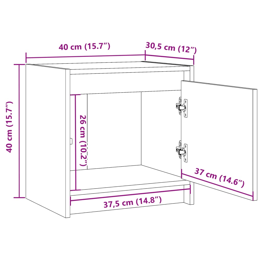 vidaXL Mesita de noche madera maciza de mango gris 40x30,5x40 cm