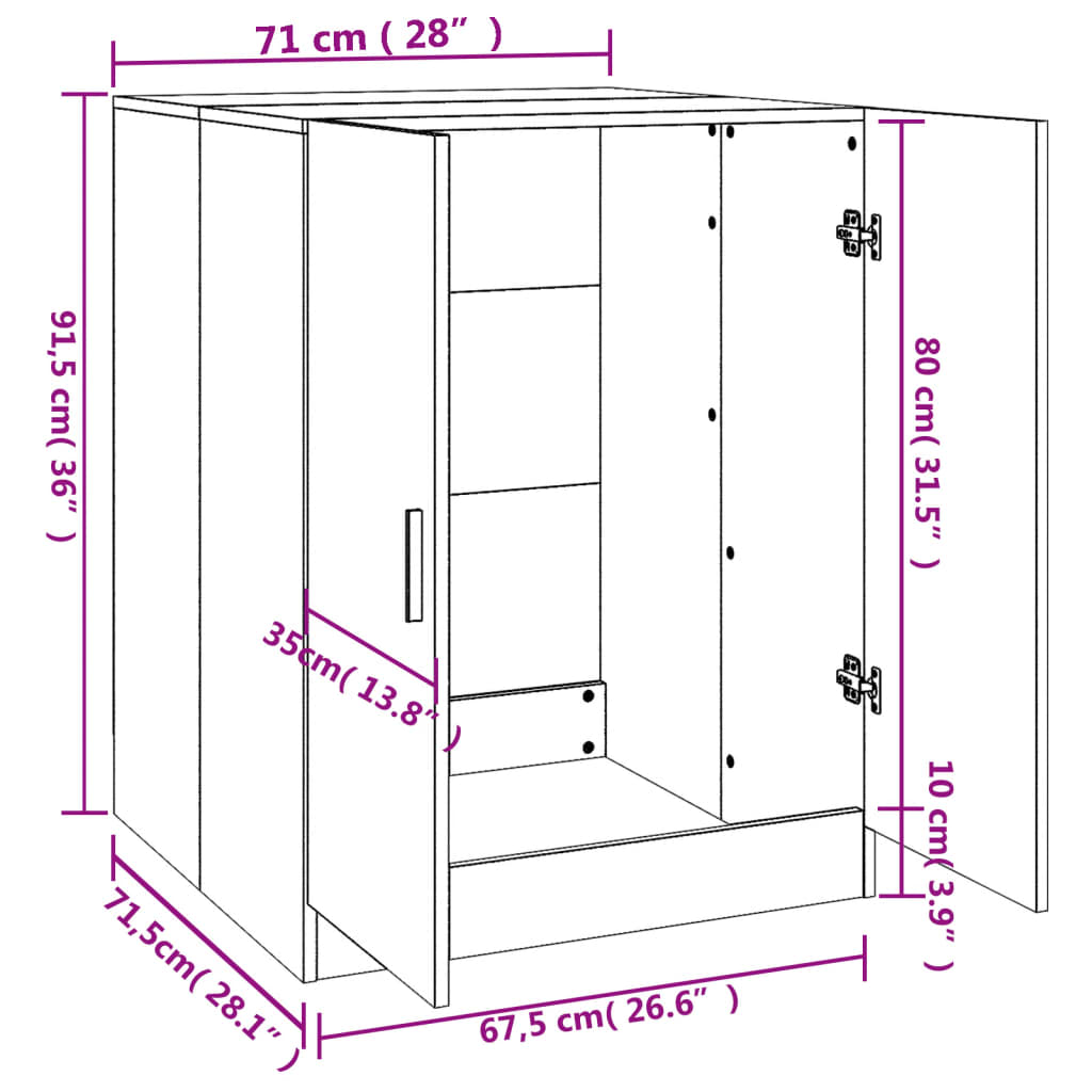 vidaXL Armario de lavadora blanco brillante 71x71,5x91,5 cm