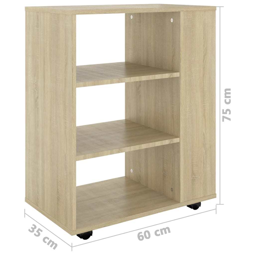 vidaXL Armario con ruedas madera contrachapada roble Sonoma 60x35x75cm