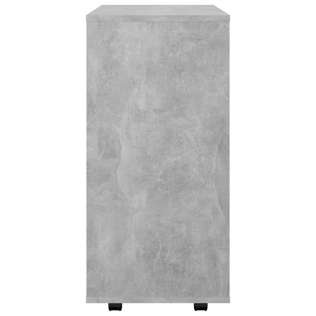 vidaXL Armario ruedas madera contrachapada gris hormigón 60x35x75 cm