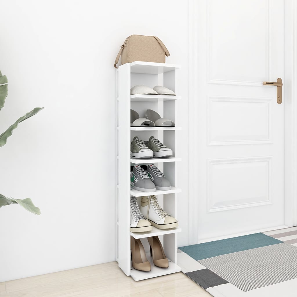 vidaXL Mueble zapatero madera contrachapada blanco 27,5x27x102 cm