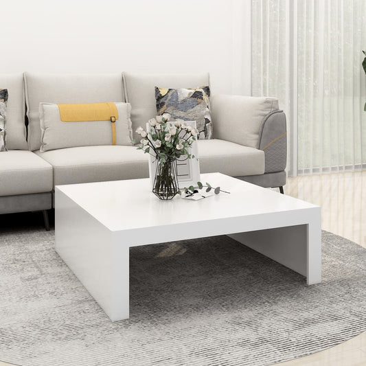 vidaXL Mesa de centro madera contrachapada blanco 100x100x35 cm