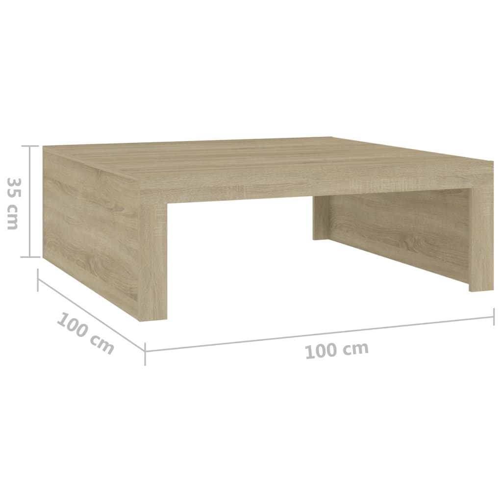 vidaXL Mesa de centro madera contrachapada roble Sonoma 100x100x35 cm