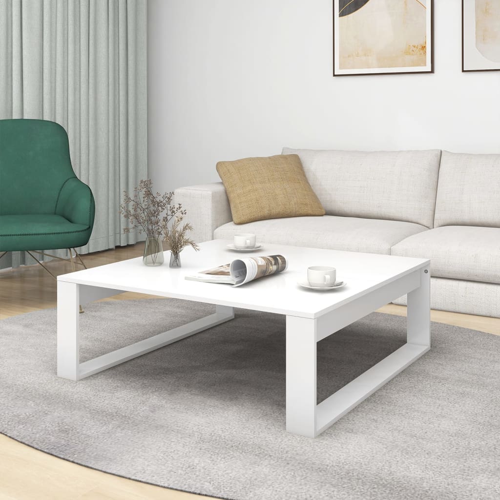 vidaXL Mesa de centro madera contrachapada blanco 100x100x35 cm