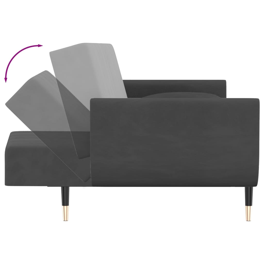 vidaXL Sofá cama de 2 plazas con dos almohadas terciopelo gris oscuro