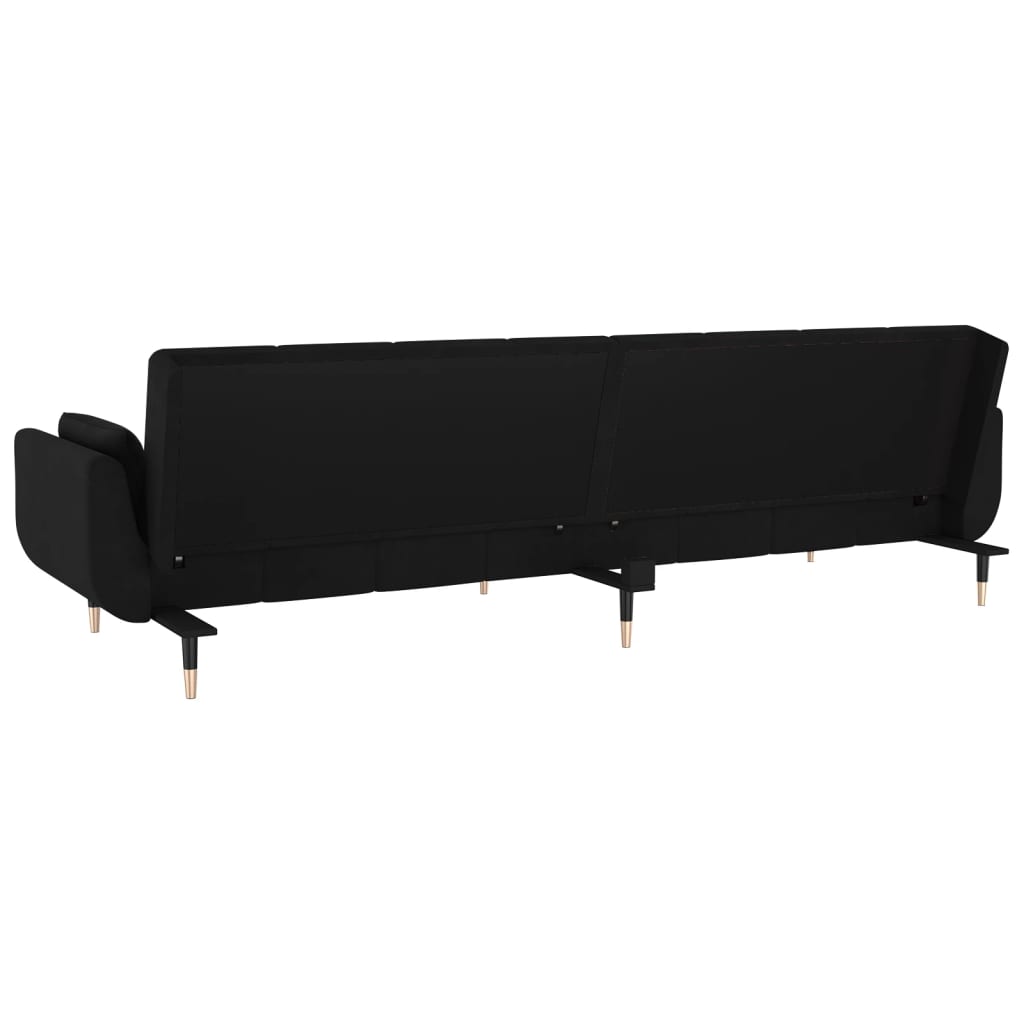 vidaXL Sofá cama de 2 plazas con dos almohadas terciopelo negro