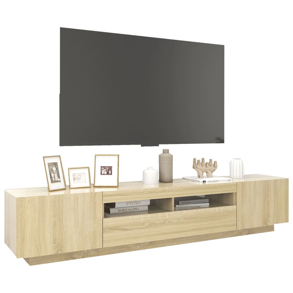 vidaXL Armario TV con luces LED color roble Sonoma 200x35x40 cm