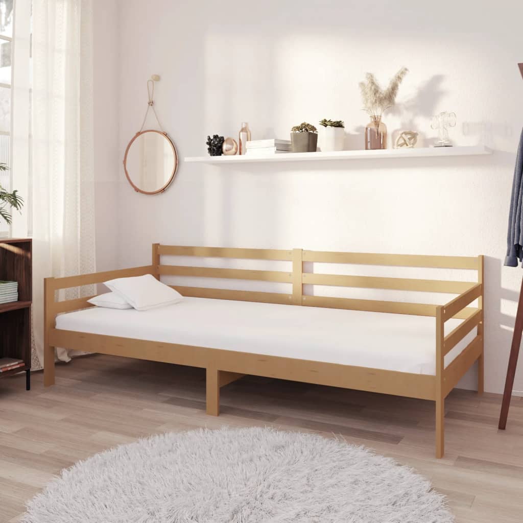 vidaXL Sofá cama sin colchón madera maciza pino marrón miel 90x200 cm