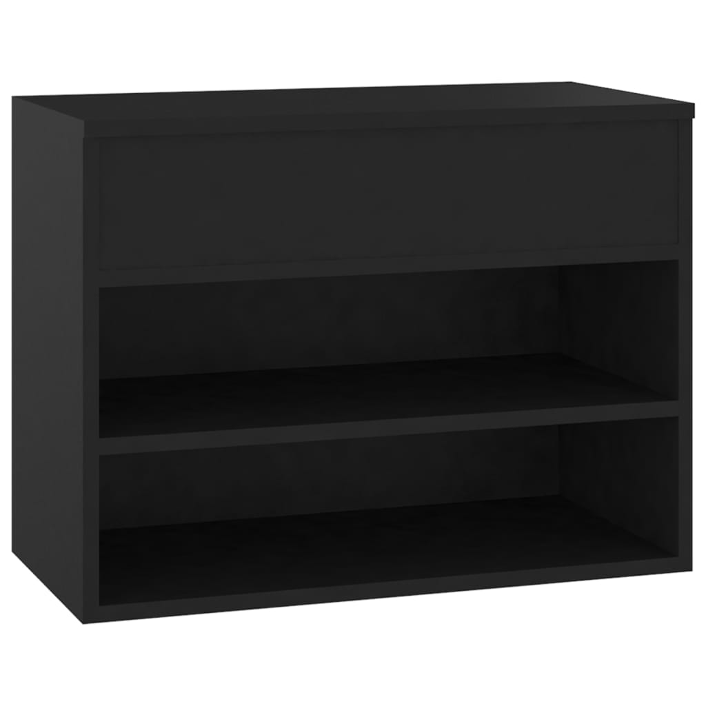 vidaXL Banco zapatero de madera de ingeniería negro 60x30x45 cm