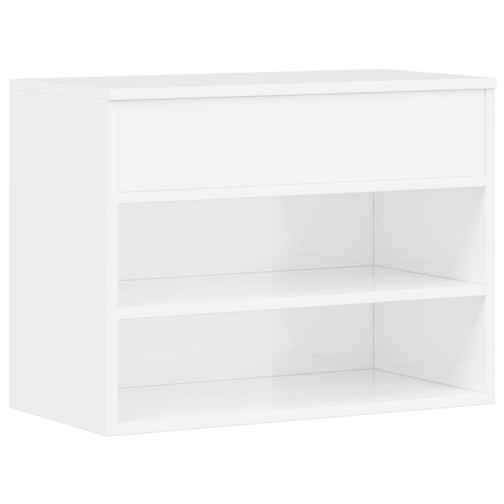 vidaXL Banco zapatero madera contrachapada blanco brillante 60x30x45cm