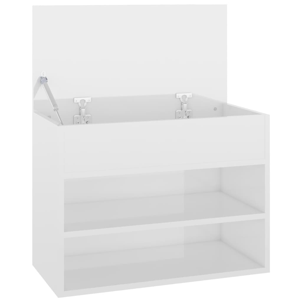 vidaXL Banco zapatero madera contrachapada blanco brillante 60x30x45cm