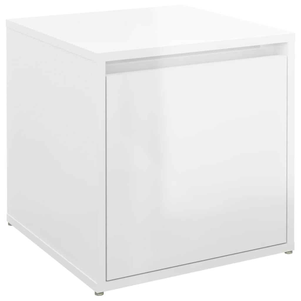 vidaXL Cajón taburete madera contrachapada blanco brillo 40,5x40x40 cm