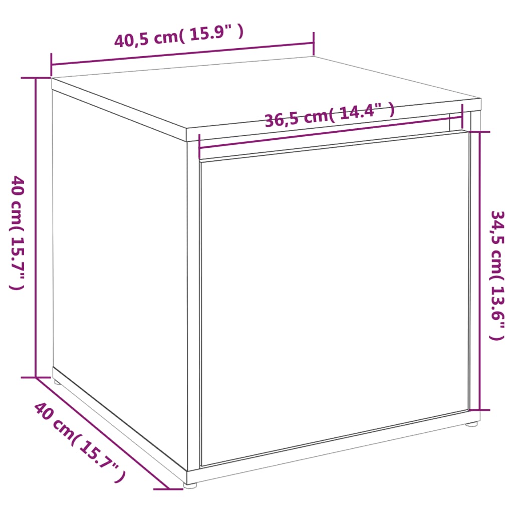 vidaXL Cajón taburete madera contrachapada blanco brillo 40,5x40x40 cm