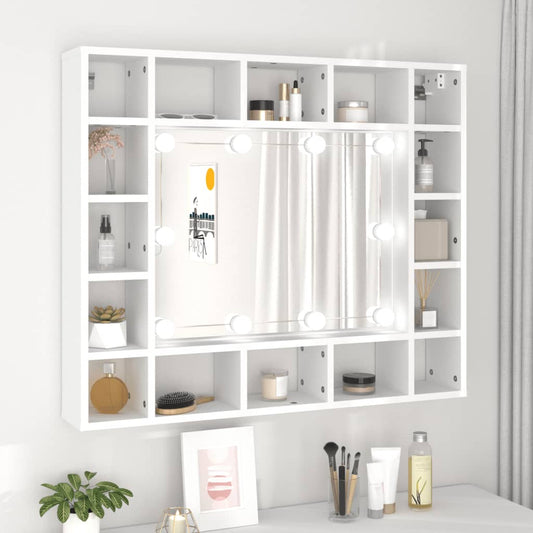 vidaXL Mueble con espejo y LED blanco 91x15x76,5 cm