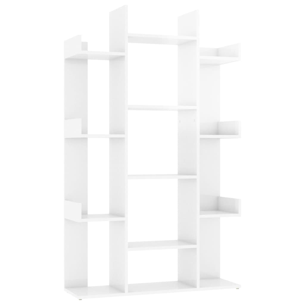 vidaXL Librería de madera contrachapada blanco brillante 86x25,5x140cm