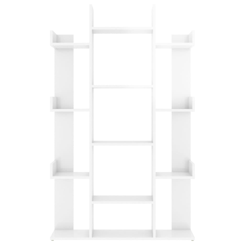 vidaXL Librería de madera contrachapada blanco brillante 86x25,5x140cm