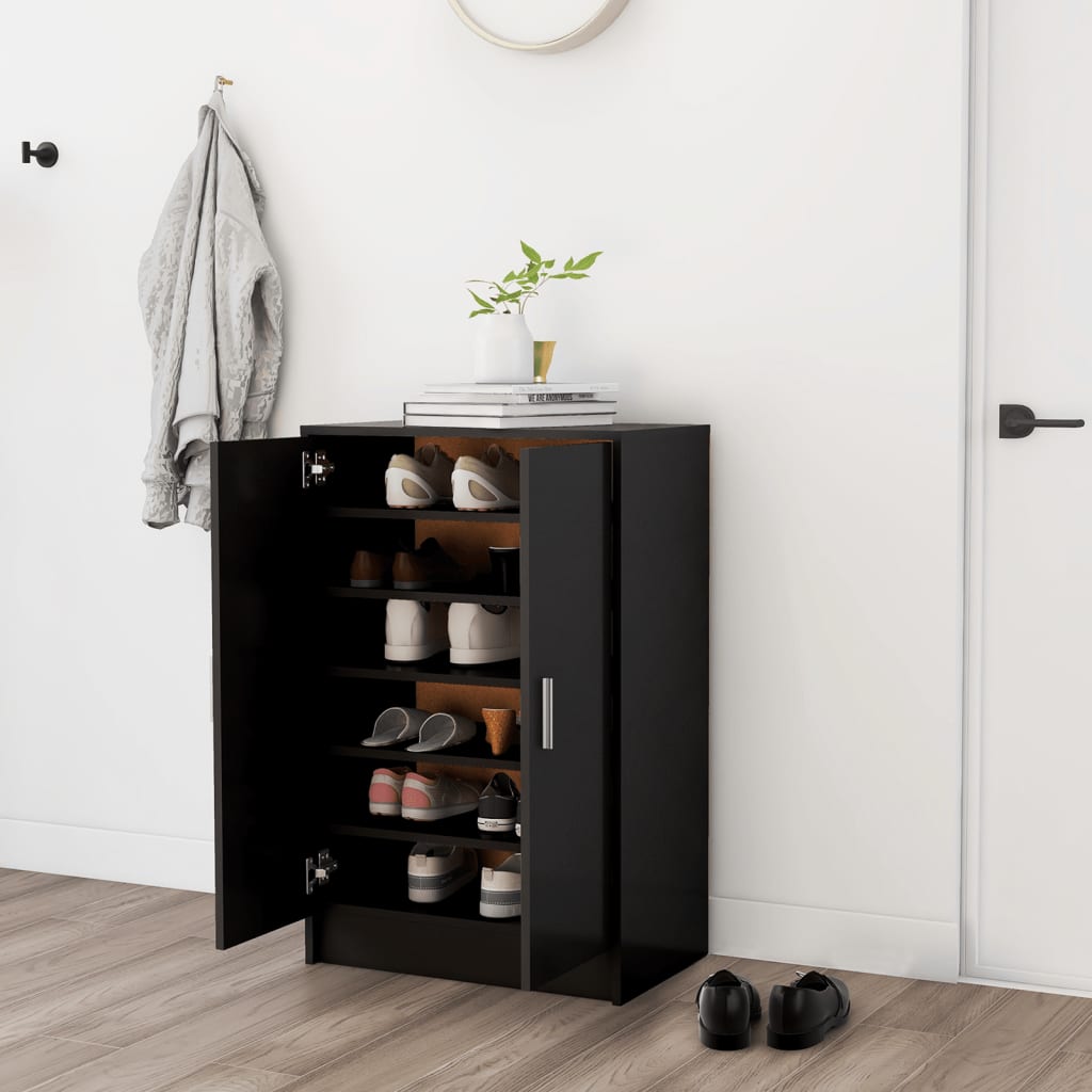 vidaXL Mueble zapatero madera de ingeniería negro 60x35x92 cm