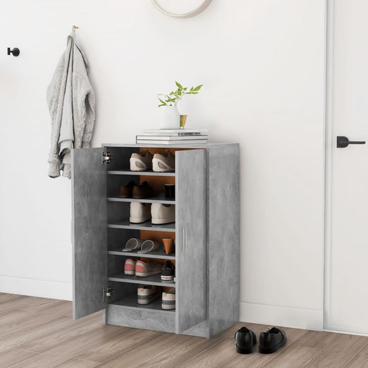 vidaXL Zapatero de madera de ingeniería gris hormigón 60x35x92 cm