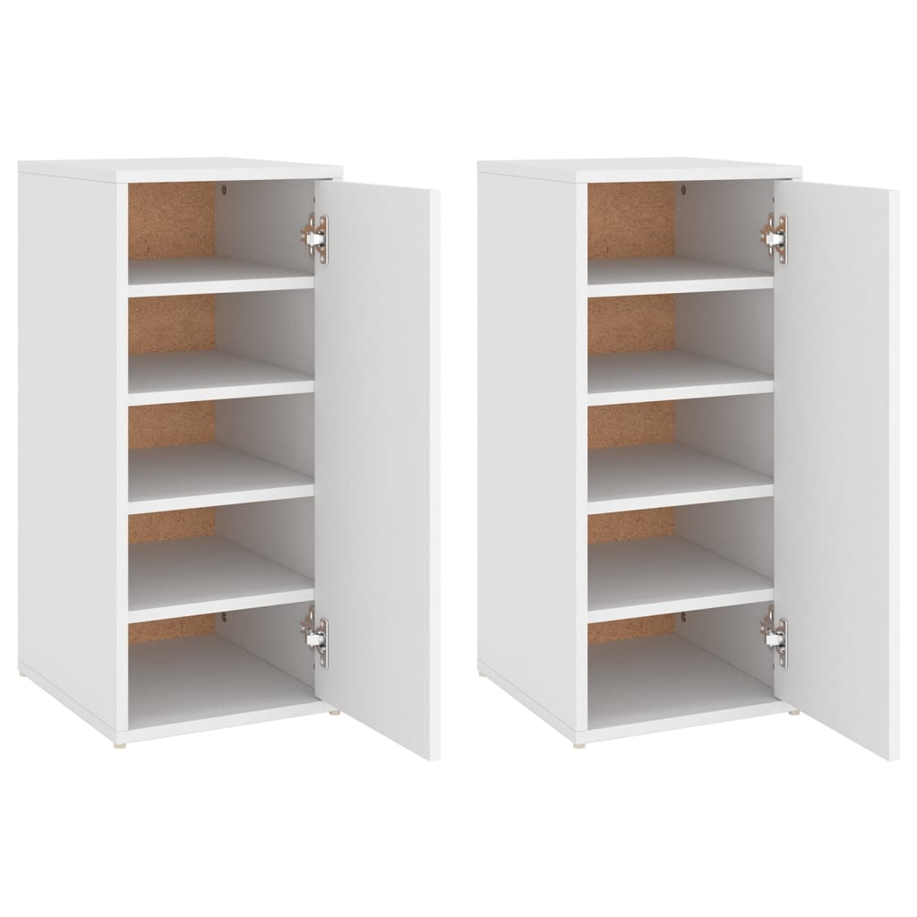 vidaXL Muebles zapateros 2 uds madera contrachapada blanco 32x35x70 cm