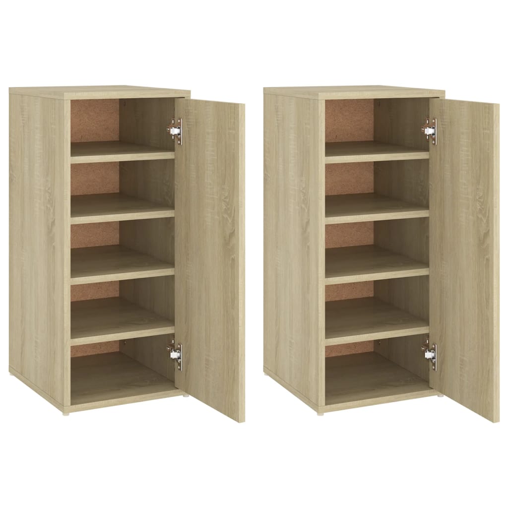 vidaXL Muebles zapateros 2 uds contrachapado roble Sonoma 32x35x70 cm