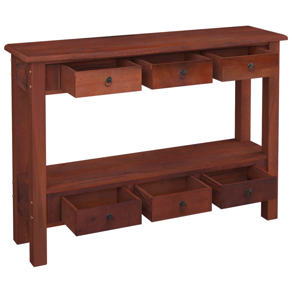 vidaXL Mesa consola con cajones madera maciza de caoba 110x30x75 cm