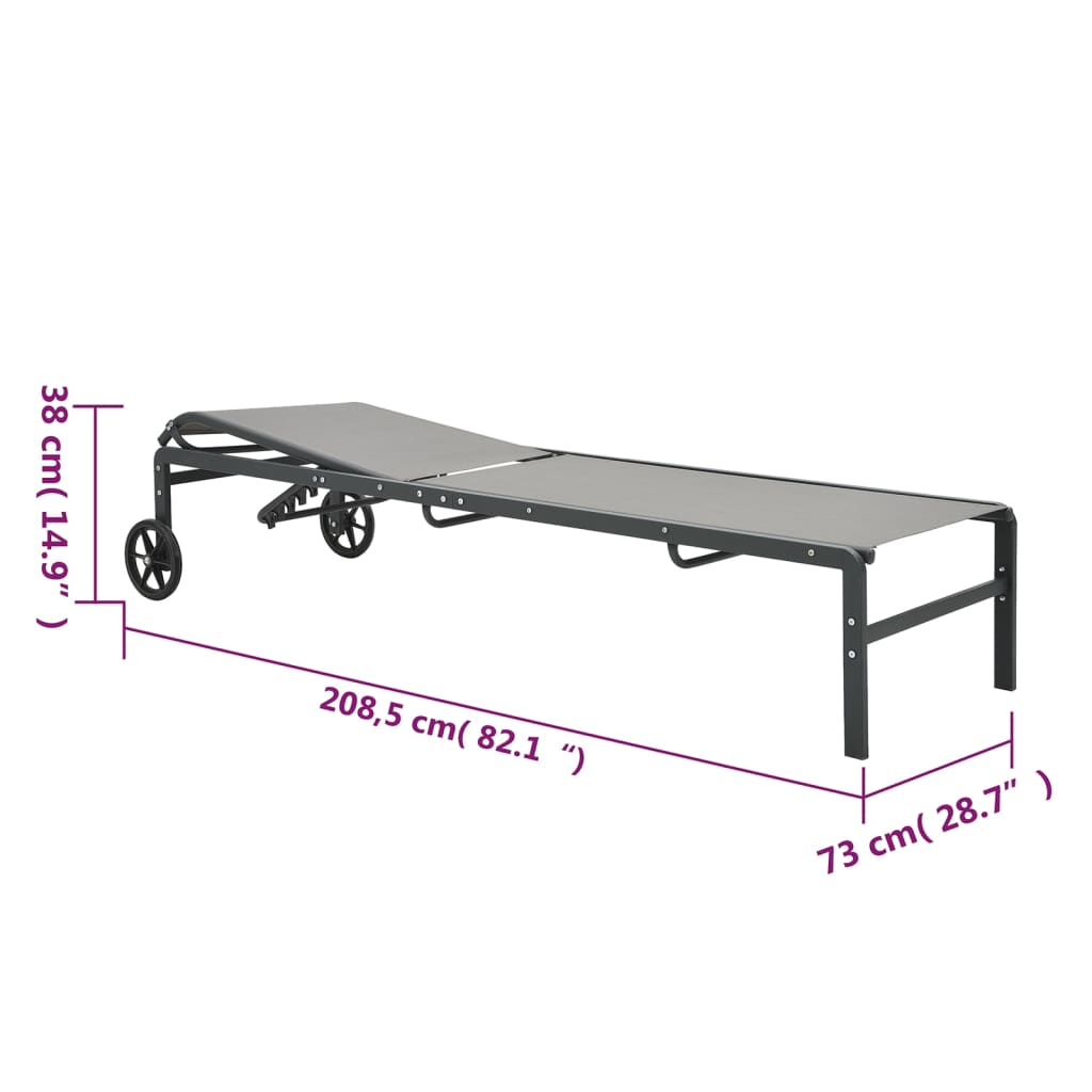 vidaXL Tumbonas con mesa 2 unidades textilene y acero