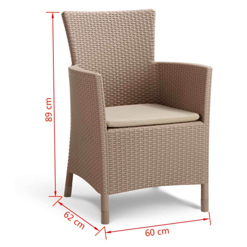 Allibert Silla de comedor de jardín 2 uds Iowa capuchino 215519