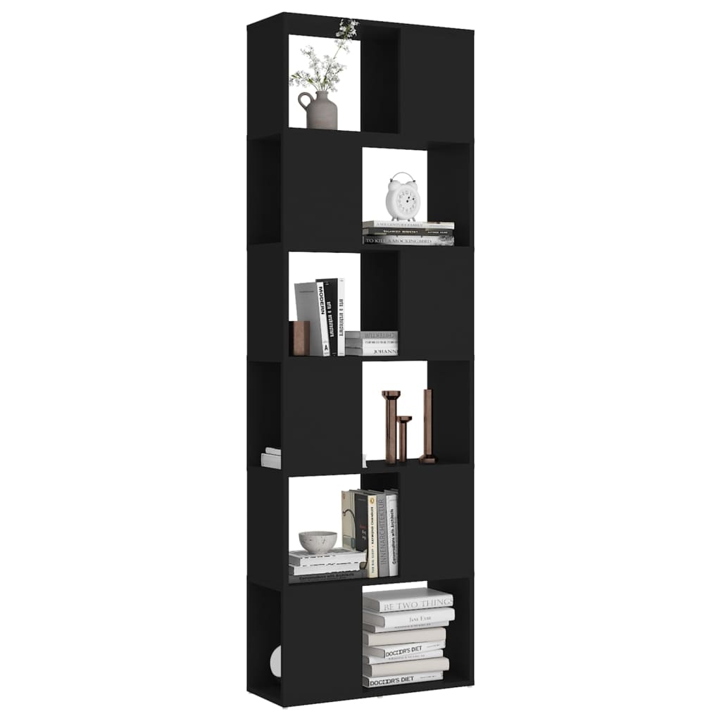 vidaXL Librería separador madera contrachapada negro 60x24x186 cm